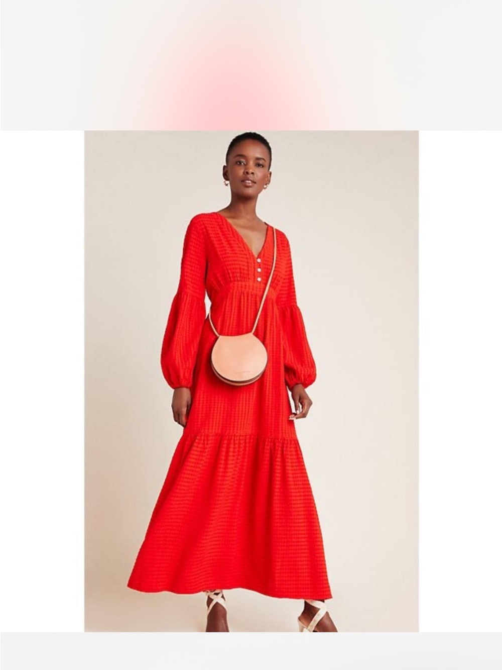 Amandi Anthropologie red maxi dress